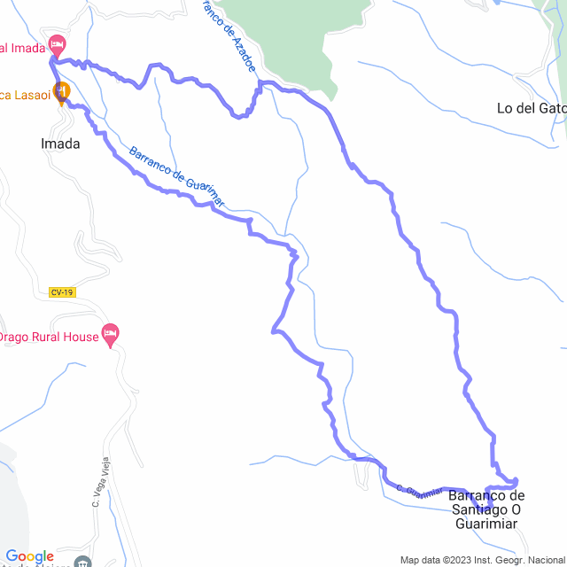 Carte du sentier de randonnée: Alajeró/Guarimiar -Lasadoe - Imada - Guarimiar