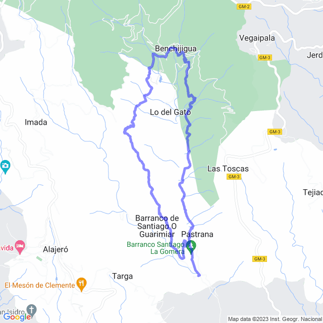Wander-Karte auf pfad: Alajeró/El Rumbazo - Pastrana - Benchijigua - Lasadoe - Guarimiar - El Rumbazo