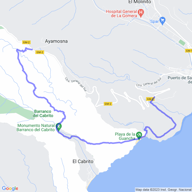 Carte du sentier de randonnée: San Sebastian/Ayamosna - El Cabrito - La Guancha - El Cristo