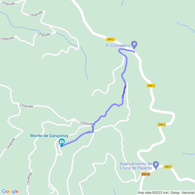 Hiking map of the trail footpath: Alto de Garajonay