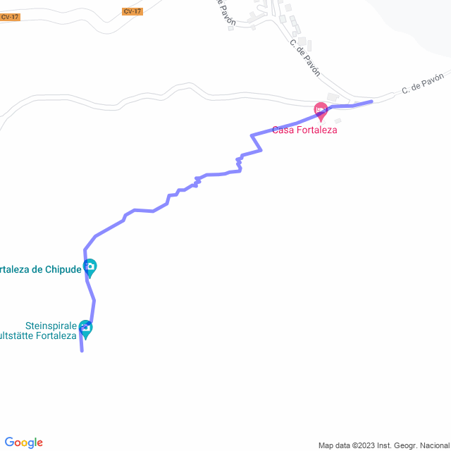 Hiking map of the trail footpath: La Fortaleza