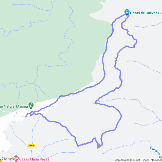 Carte du sentier de randonnée: San Seb/Laguerode - Cuevas Blancas - Aluse - Laguerode