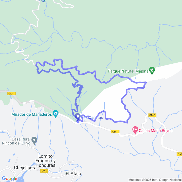 Carte du sentier de randonnée: San Seb/Las Casetas - Enchereda - Laguerode - Las Casetas