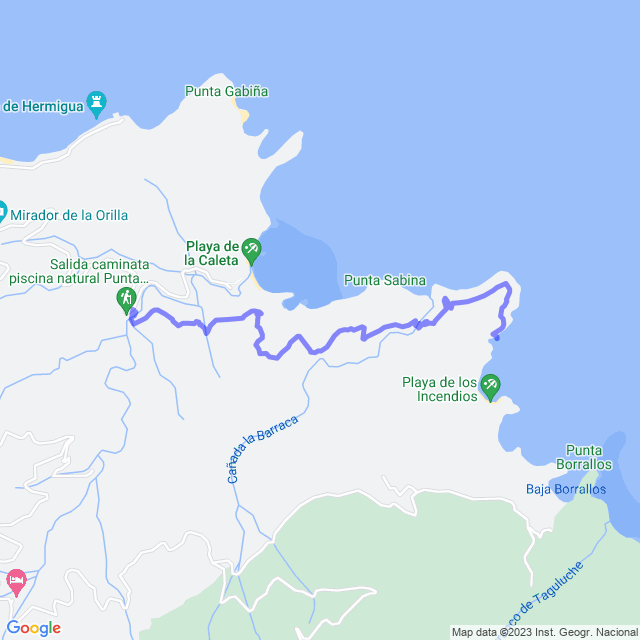 Wander-Karte auf pfad: Hermigua/La Caleta - Muelle San Lorenzo