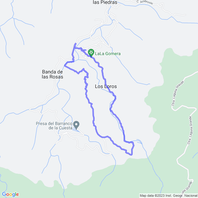 Carte du sentier de randonnée: Vallehermoso/Banda de las Rosas - Presa Marichal - Banda de las Rosas