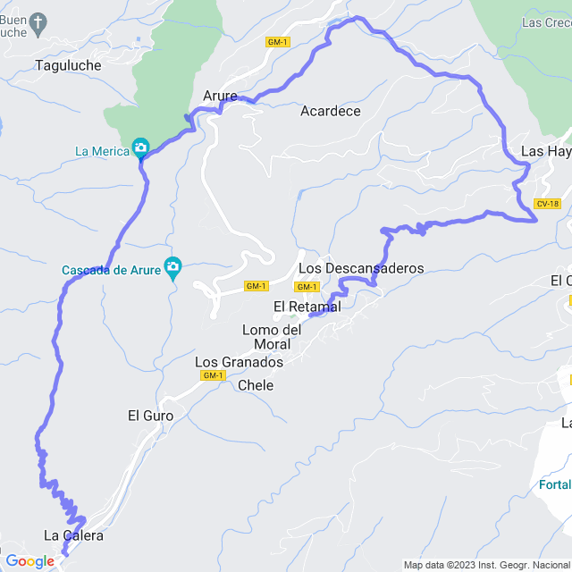 Wander-Karte auf pfad: Valle Gran Rey - Lomo de Balo - Las Hayas - Arure - Valle Gran Rey