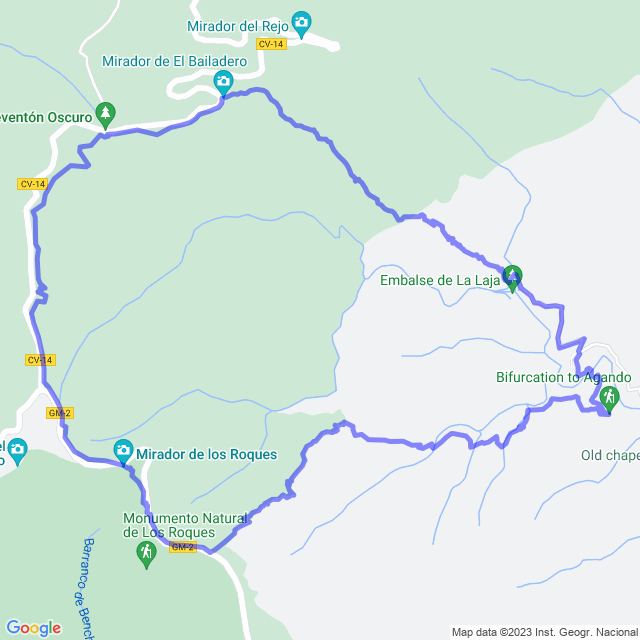 Carte du sentier de randonnée: San Seb/La Laja - Bailadero - Agando - La Laja