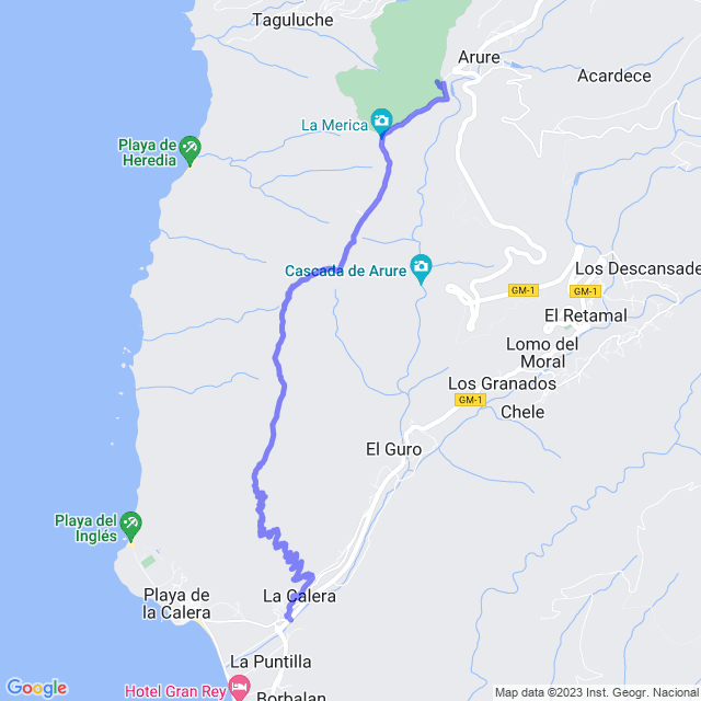Carte du sentier de randonnée: Valle Gran Rey - La Merica - Arure