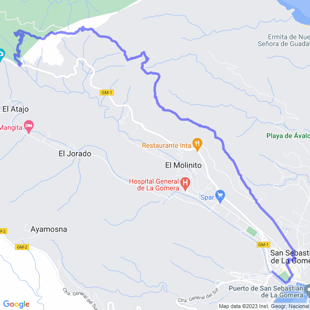 Carte du sentier de randonnée: San Seb/Las Casetas - Laguerode - Aluse - San Sebastián