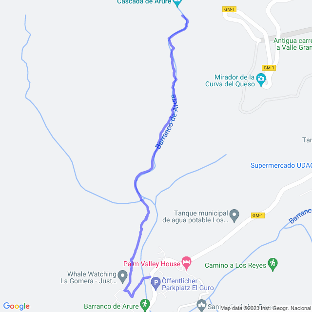 Carte du sentier de randonnée: Valle Gran Rey/El Guro - Barranco de Arure