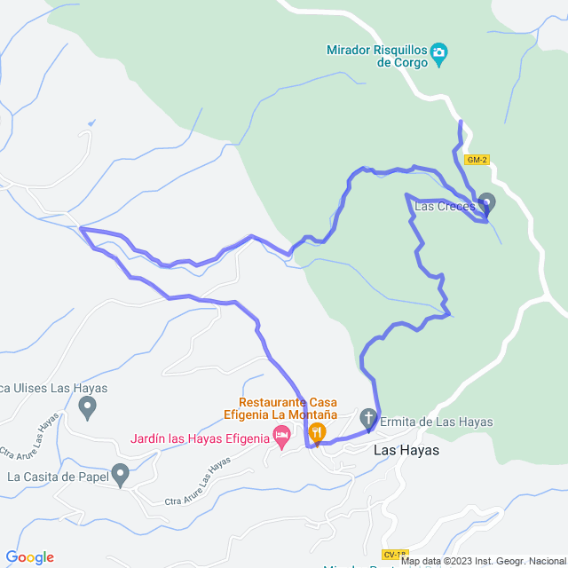 Carte du sentier de randonnée: Parque/Las Creces - Arure - Las Hayas - Las Creces