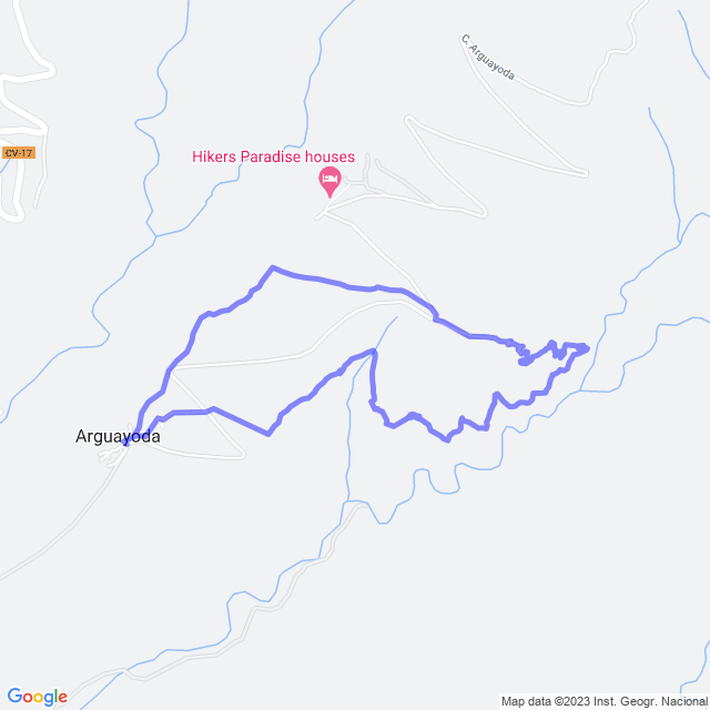 Hiking map of the trail footpath: Alajeró/Arguayoda - La Manteca - Arguayoda