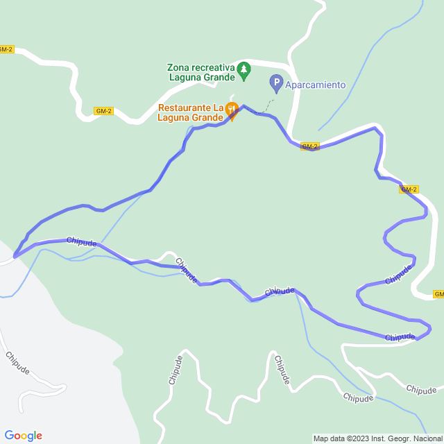 Hiking map of the trail footpath: Parque/La Laguna Grande Alrededor